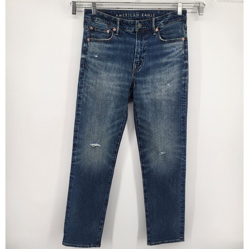 American Eagle Outfitters Mens Jeans Medium Wash Taper Fit Distressed Size 32x30